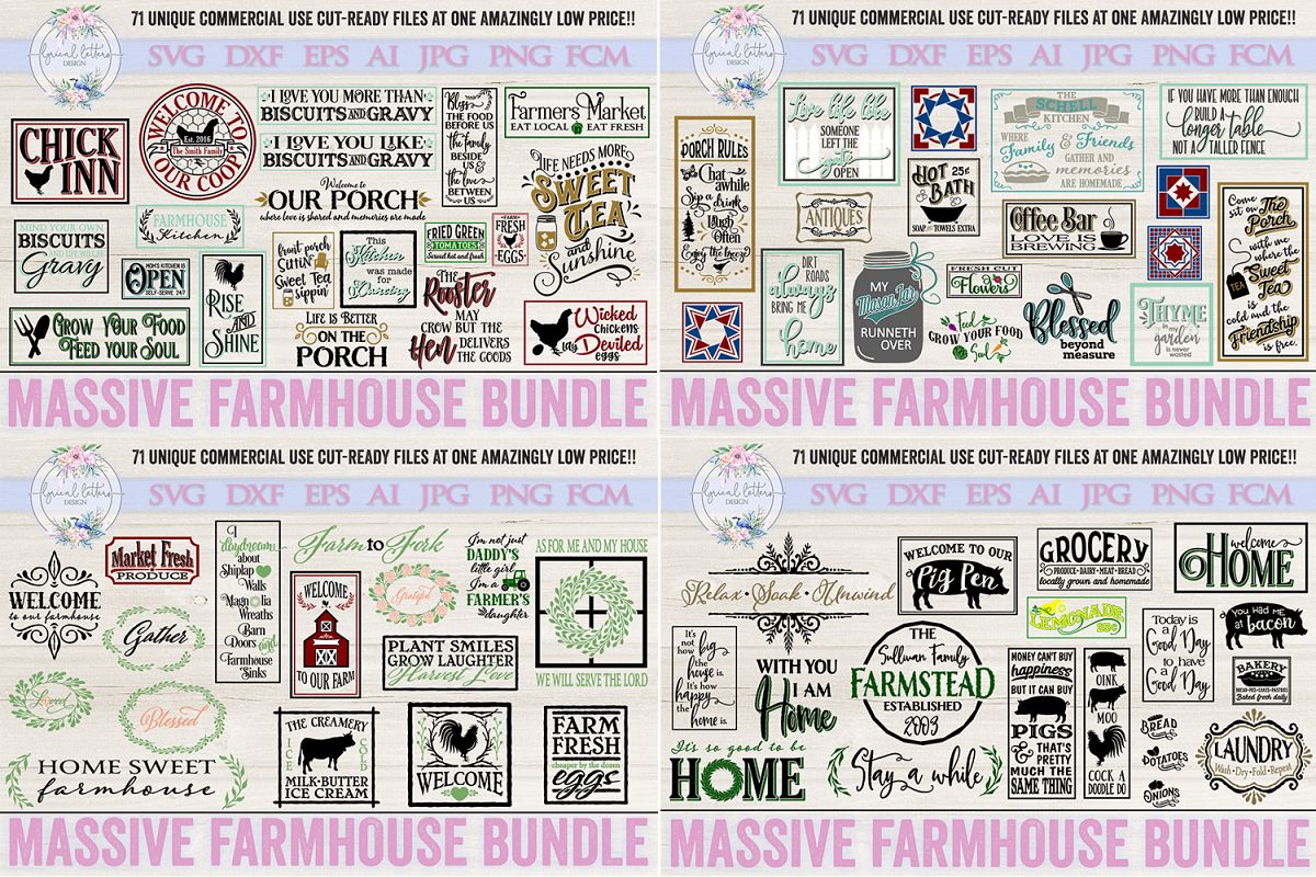 Farmhouse Bundle of 71 SVG DXF Cut Files example image 1