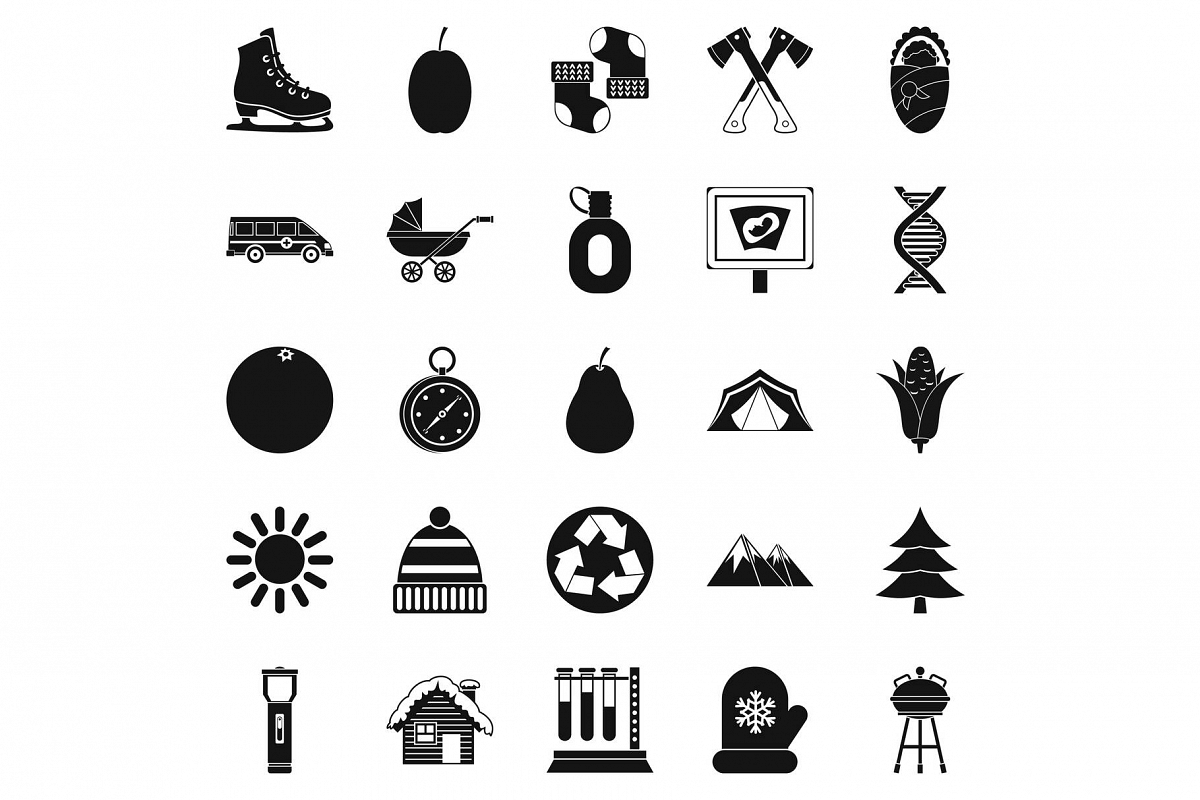 Kid camp icons set, simple style example image 1