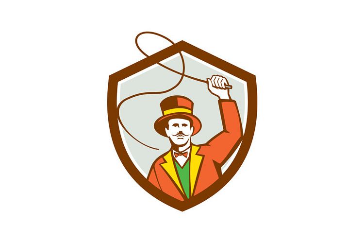 Circus Ring Master Bullwhip Shield Retro example image 1
