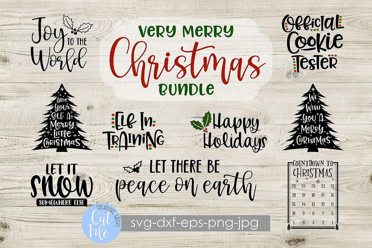 Very Merry Christmas Bundle SVG example image 1