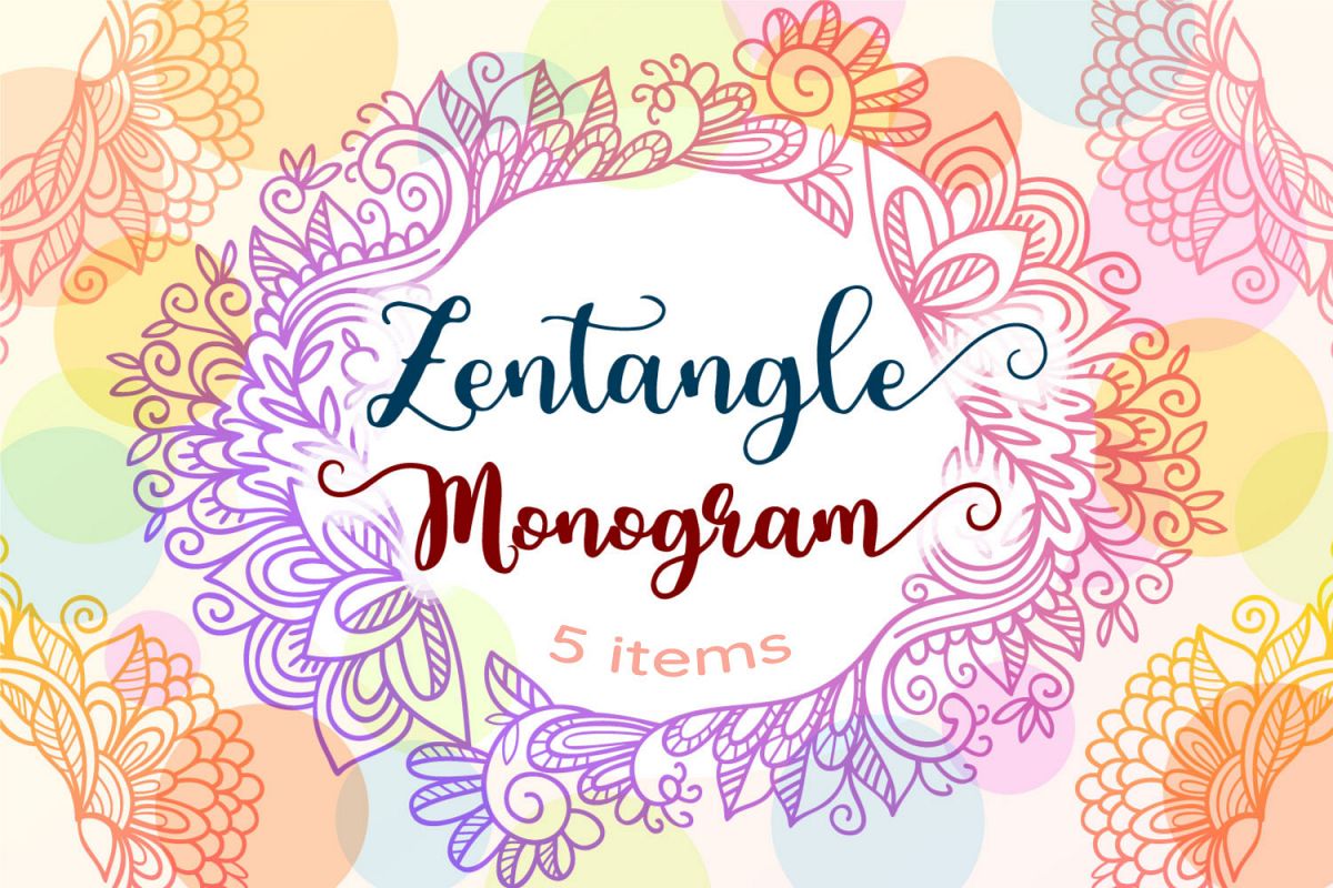 Zentangle Monogram - 5 SVG cut files example image 1