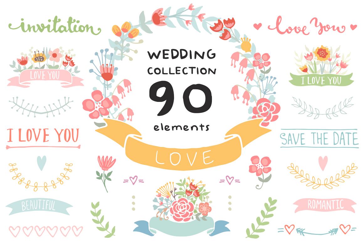 Wedding Floral elements Romantic set example image 1