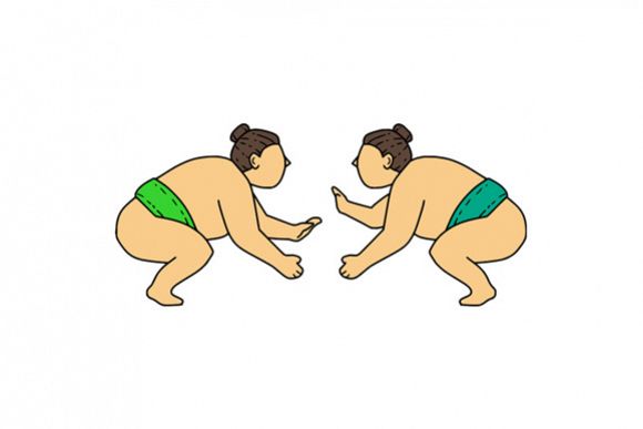 Rikishi Sumo Wrestler Face Off Mono Line example image 1