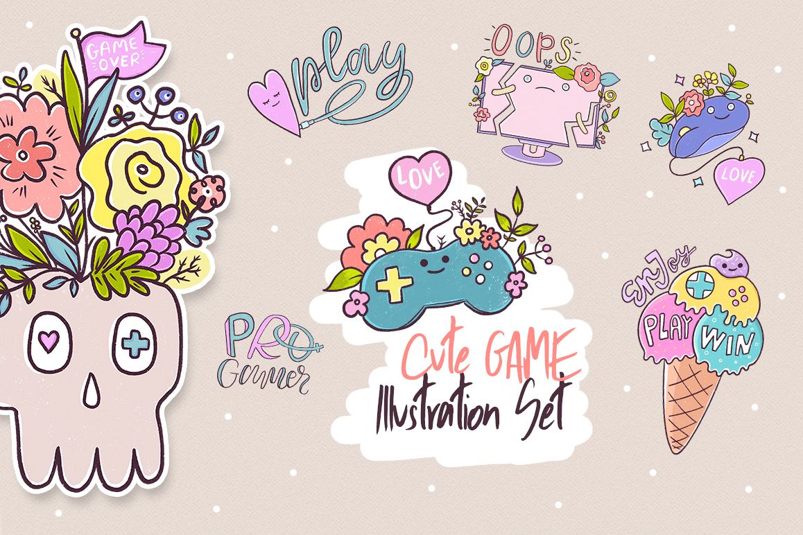 Cute Game. Illustration Set. example image 1