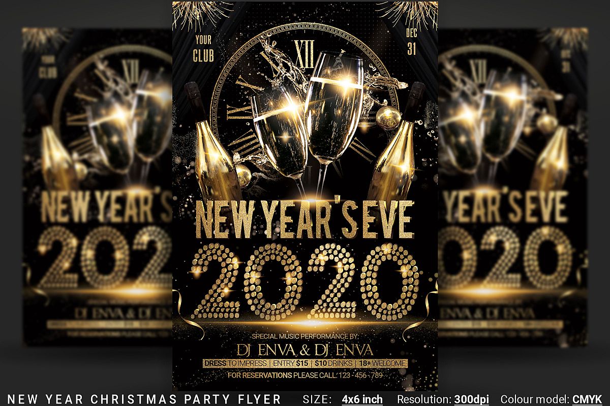 New Years Eve Christmas Party Flyer example image 1