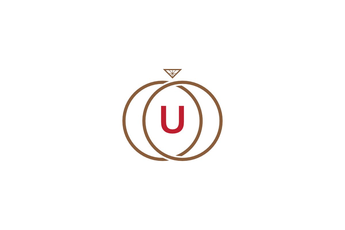 u letter ring diamond logo example image 1
