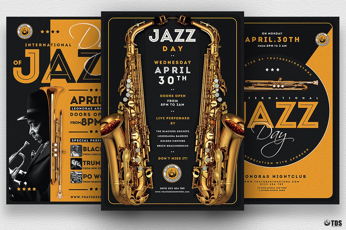 Jazz Day Flyer Bundle example image 1