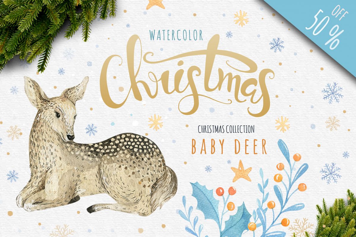 Watercolour baby deer example image 1