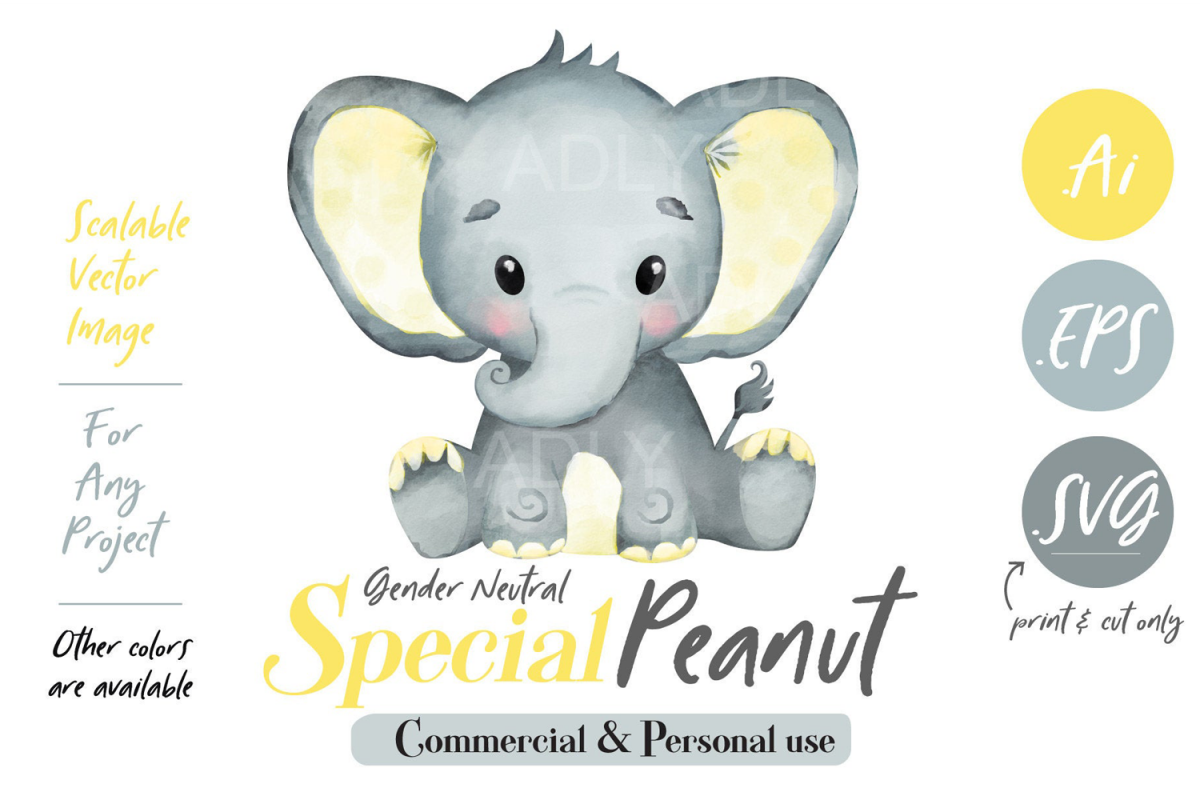 Download Baby Elephant, PNG, EPS, SVG, yellow color, Clip Art, vector