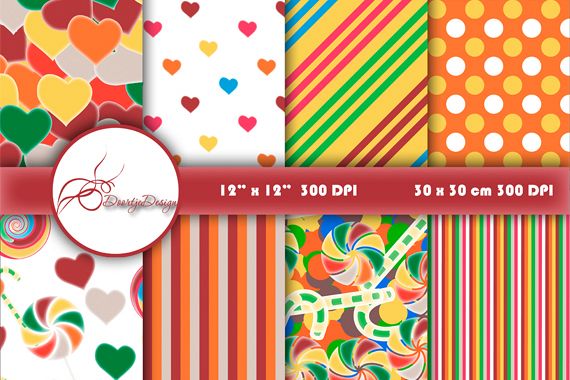 Candy Digital Paper Pack, Pattern Prints example image 1