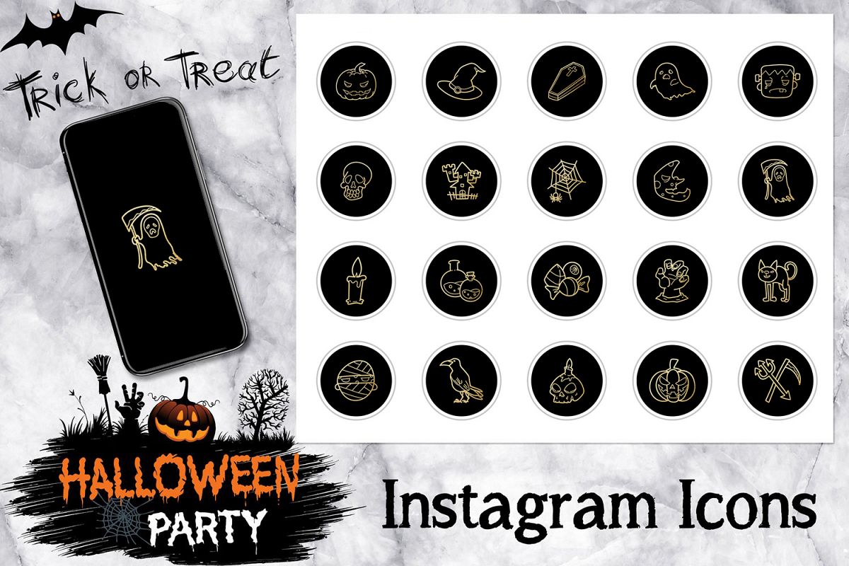 Gold Halloween Instagram Icons example image 1