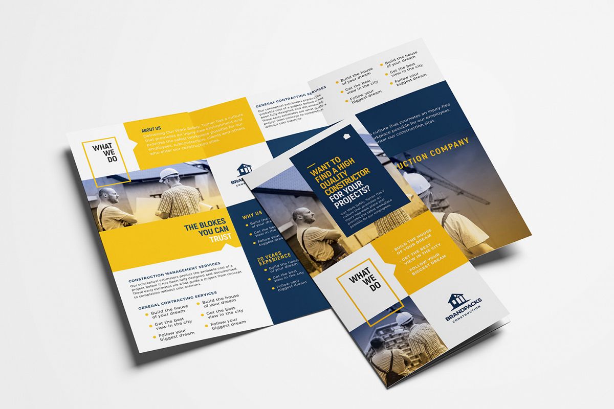 Construction Company Tri-Fold Brochure Template example image 1
