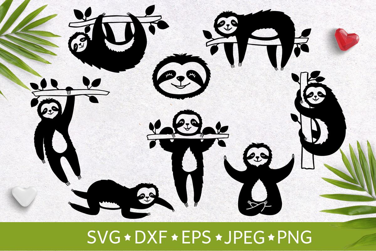 Set of handdrawn cute funny slothes. Vector illustration SVG example image 1