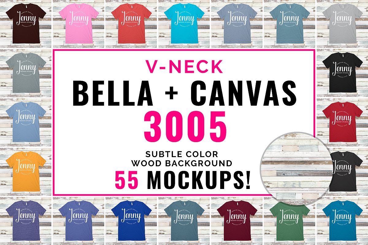 Bella Canvas 3005 Mockup Bundle, V-Neck Tshirt Bundle example image 1