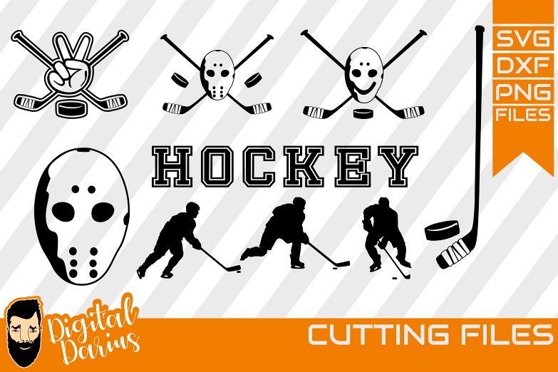 9x Hockey Player SVG, Puck Svg, Hobby dxf, Sports, Circuit example image 1