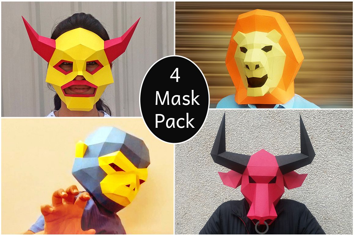 DIY Mask pack - 3d papercraft example image 1