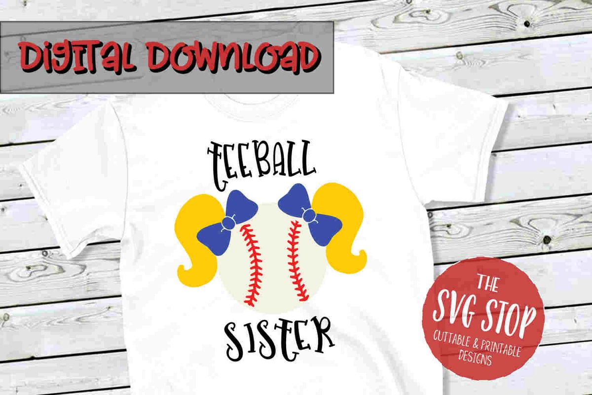 Teeball Sister 4-SVG, PNG, DXF example image 1