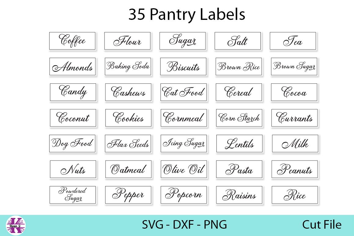 35 Pantry Labels Bundle - SVG DXF PNG example image 1