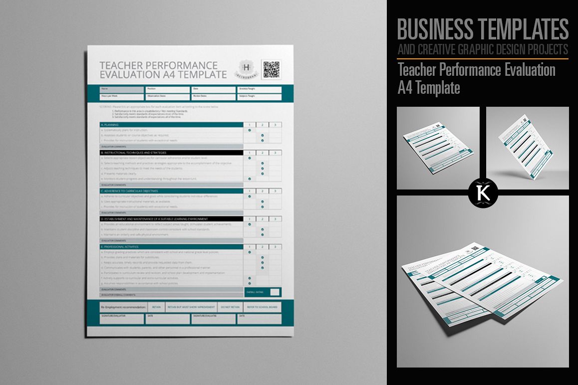 Teacher Performance Evaluation A4 Template example image 1