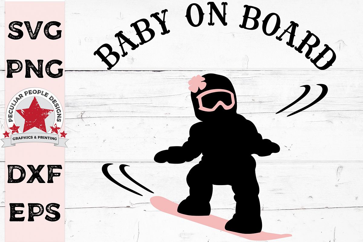 Baby On Board Snowboarder Girl Car Decal SVG Gender Reveal example image 1