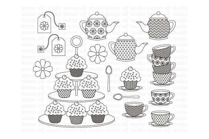 Tea Time-Digital Stamp (LES.DS08) example image 1