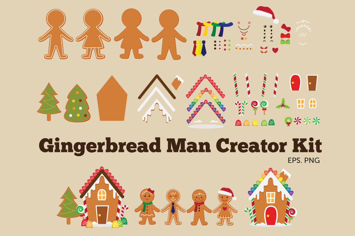 Gingerbread man creator kit clipart example image 1