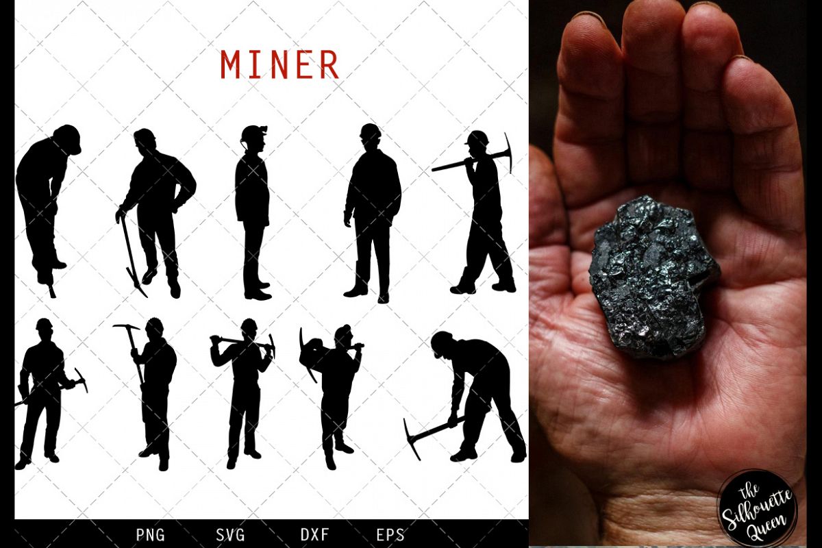 Miner svg file, mine svg cut file, silhouette studio example image 1