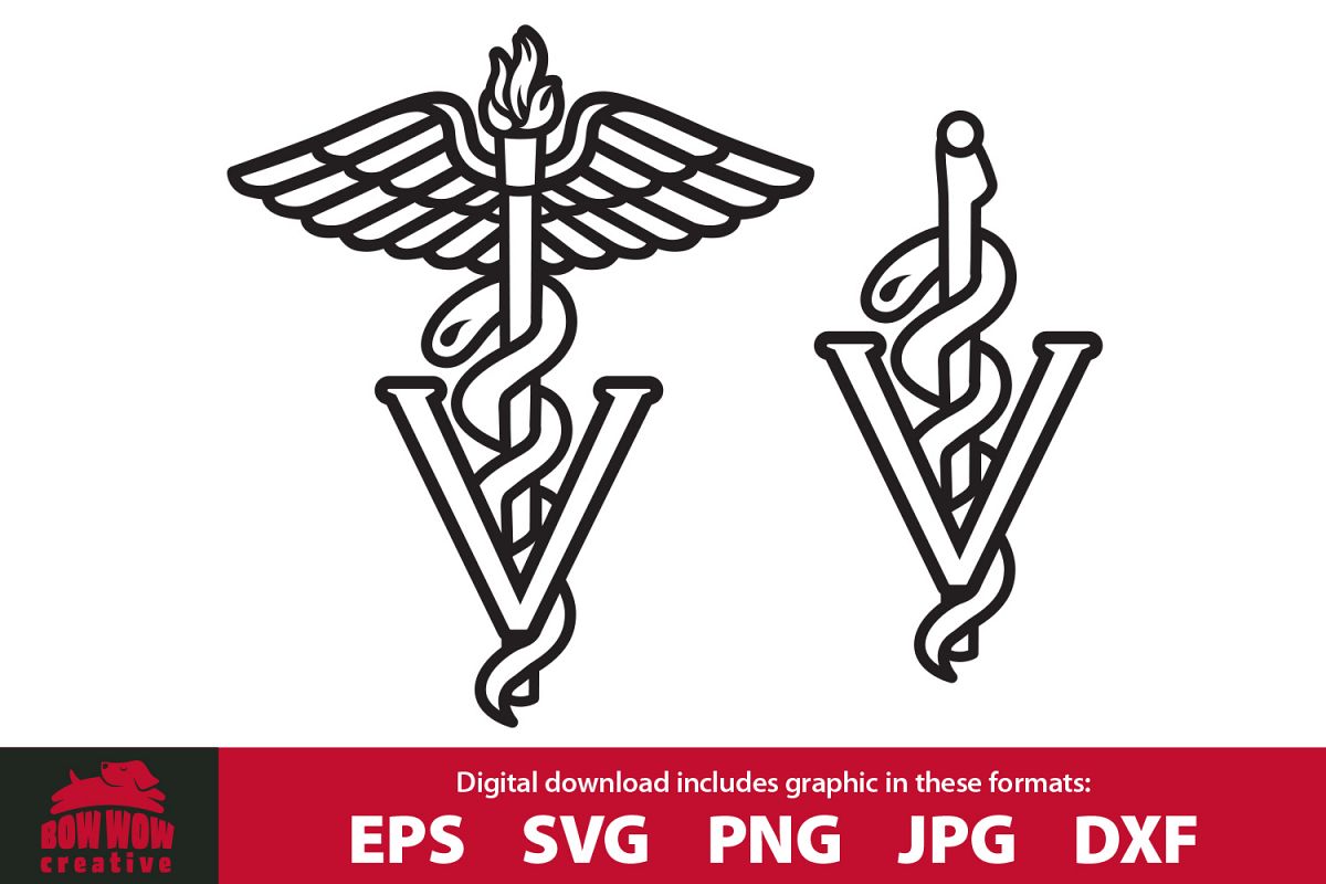 Veterinarian Caduceus Medical Staff - SVG, EPS, PNG, DXF example image 1