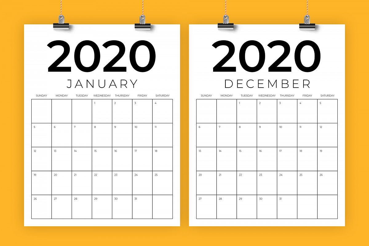 Vertical 8.5 x 11 Inch 2020 Calendar example image 1
