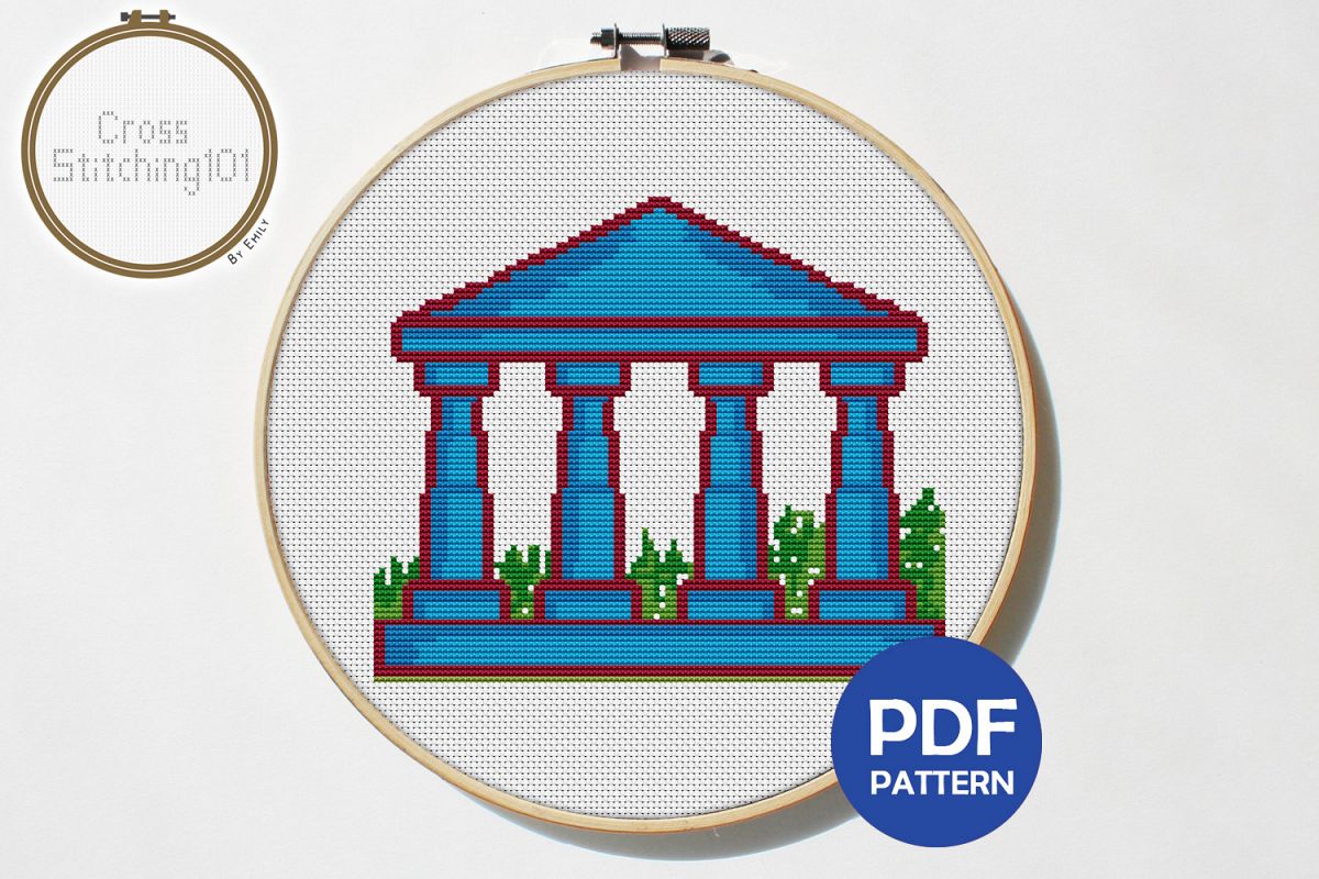 Building Pillars Cross Stitch Pattern - Instant Download PDF example image 1