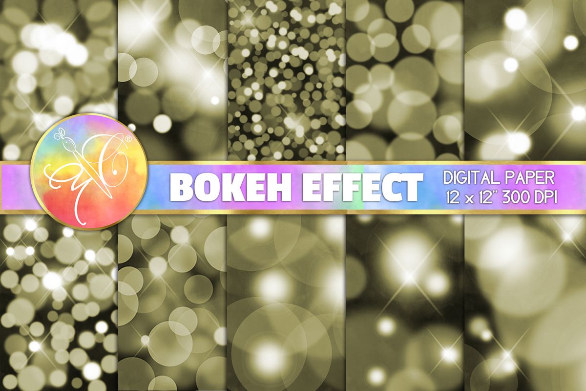 BOKEH Digital Paper, Gold Bokeh Background example image 1