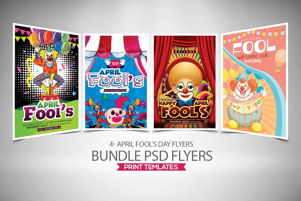 4 April' Fool Party Flyers Bundle example image 1