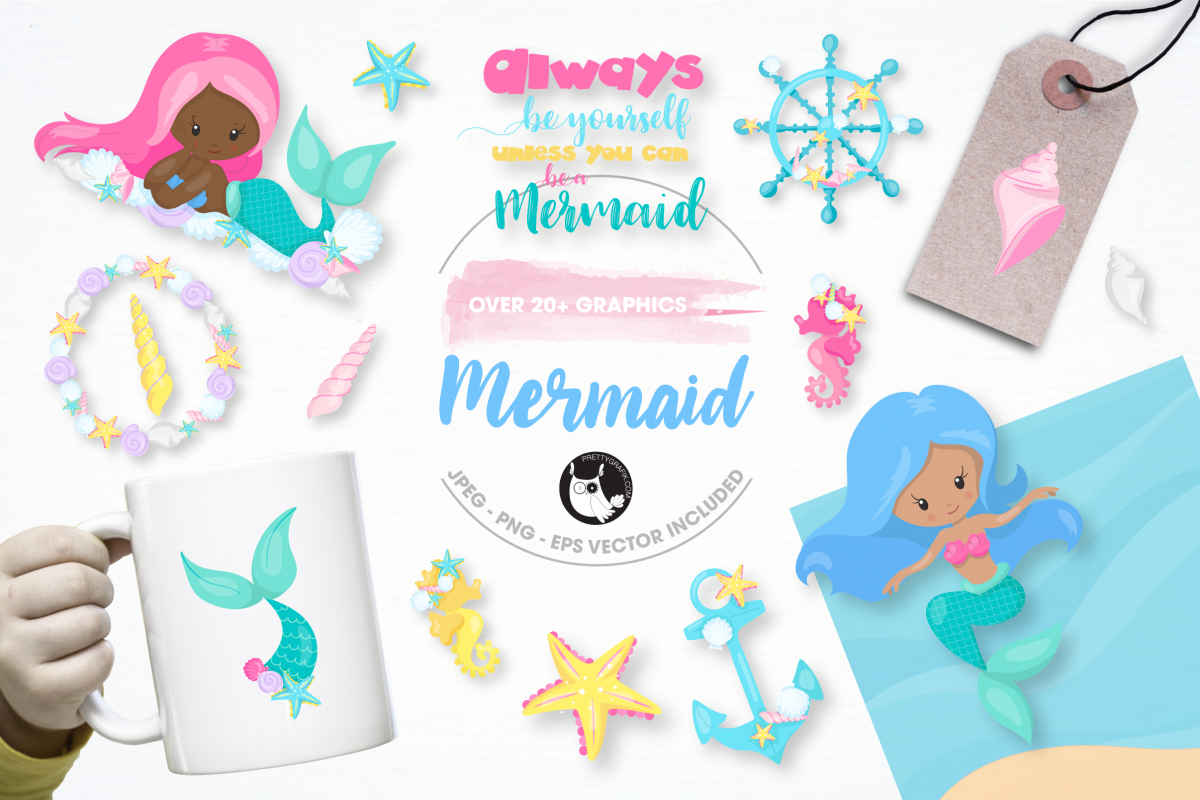 nautical mermaid graphics and illustrations example image 1