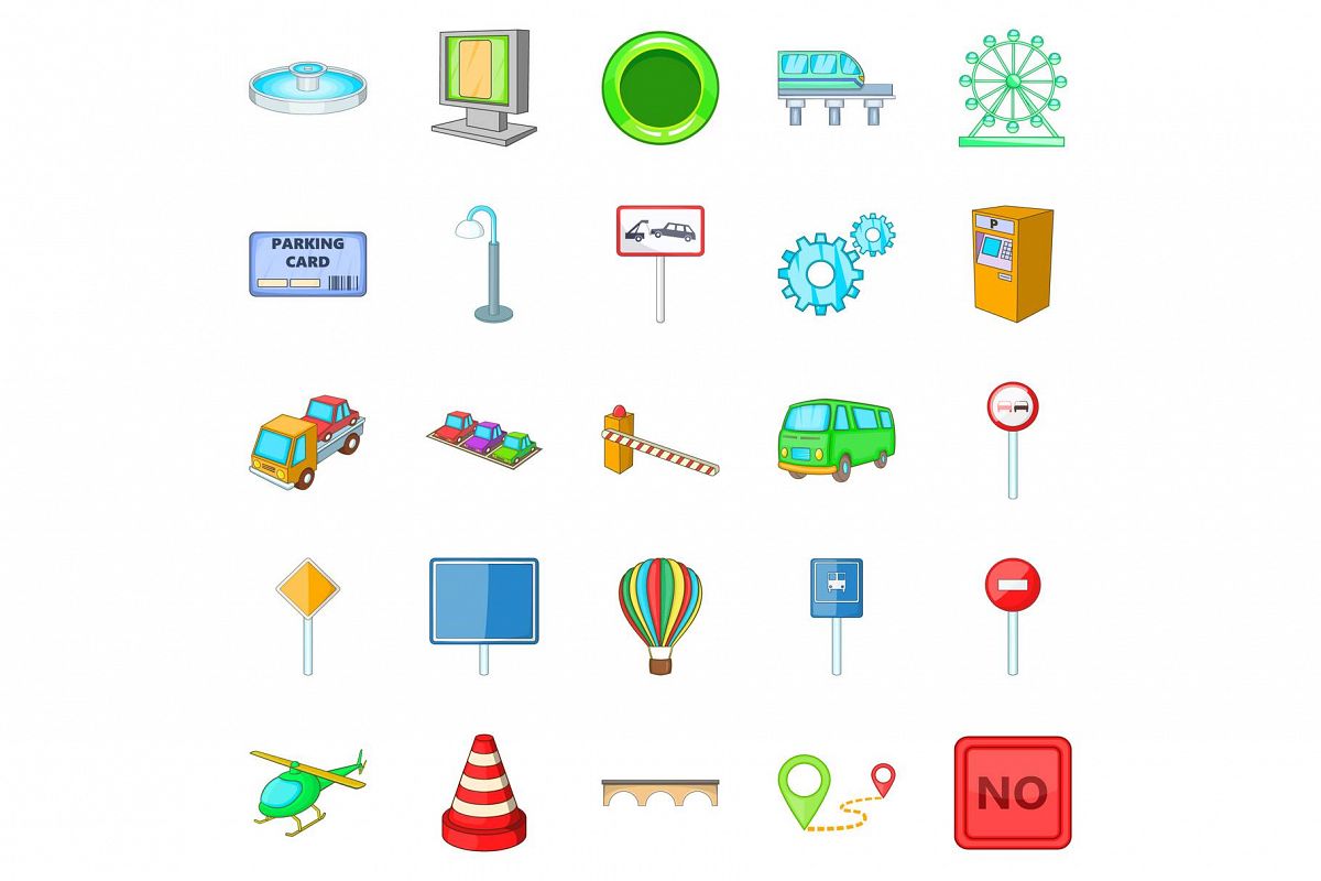 Navigation icons set, cartoon style example image 1