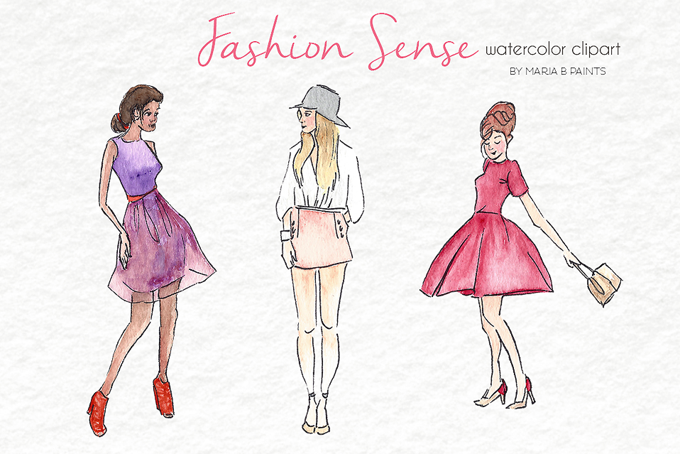 Watercolor Clip Art - Fashion Models example image 1
