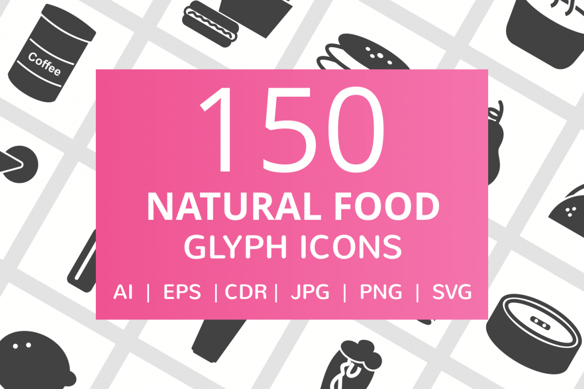 150 Natural Food Glyph Icons example image 1