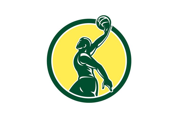Basketball Player Dunk Ball Circle Retro example image 1