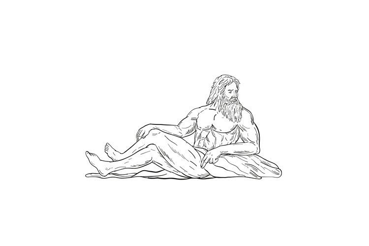 Heracles Reclining Side Drawing Black and White example image 1