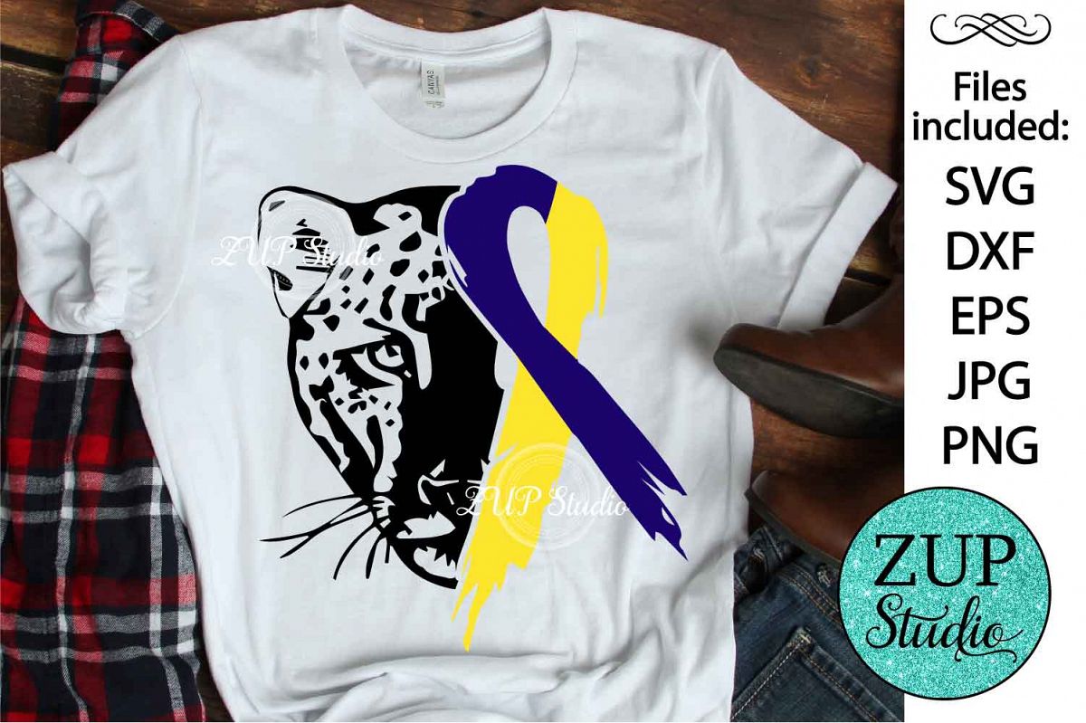 Leopard Face with Down Syndrome Ribbon svg design 481 example image 1
