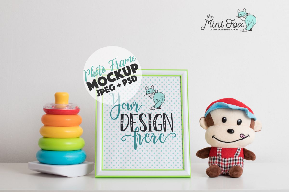 Children Photo Frame Mockup with Toys| Nursery Mock Up example image 1