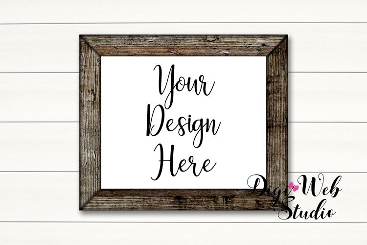 Wood Sign Mockup - Farmhouse Wood Frame on White Shiplap example image 1