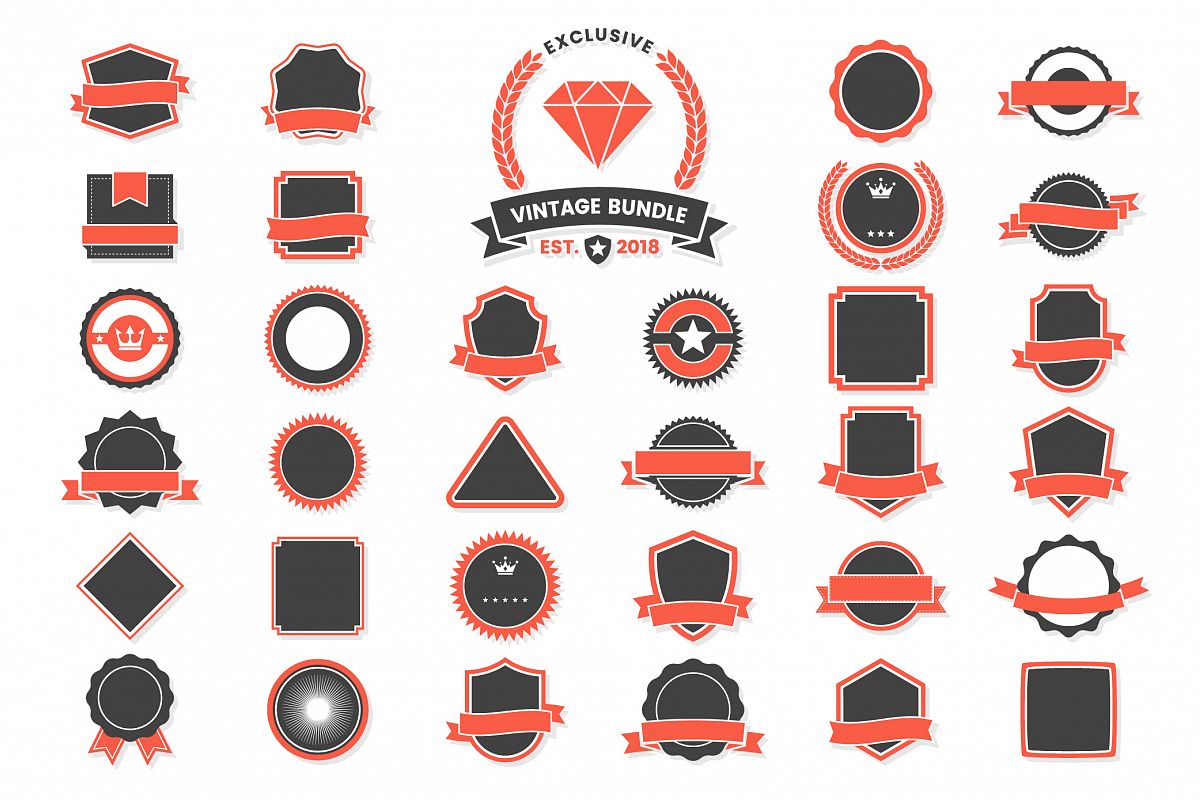 Vintage Badge & Objects Vector Set example image 1