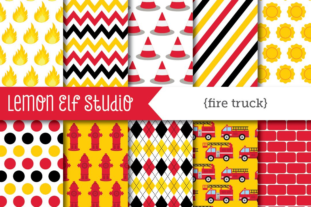 Fire Truck-Digital Paper (LES.DP50) example image 1