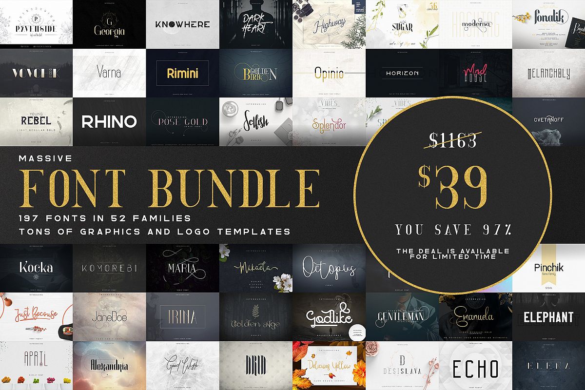 Massive Font Bundle - 197 fonts example image 1