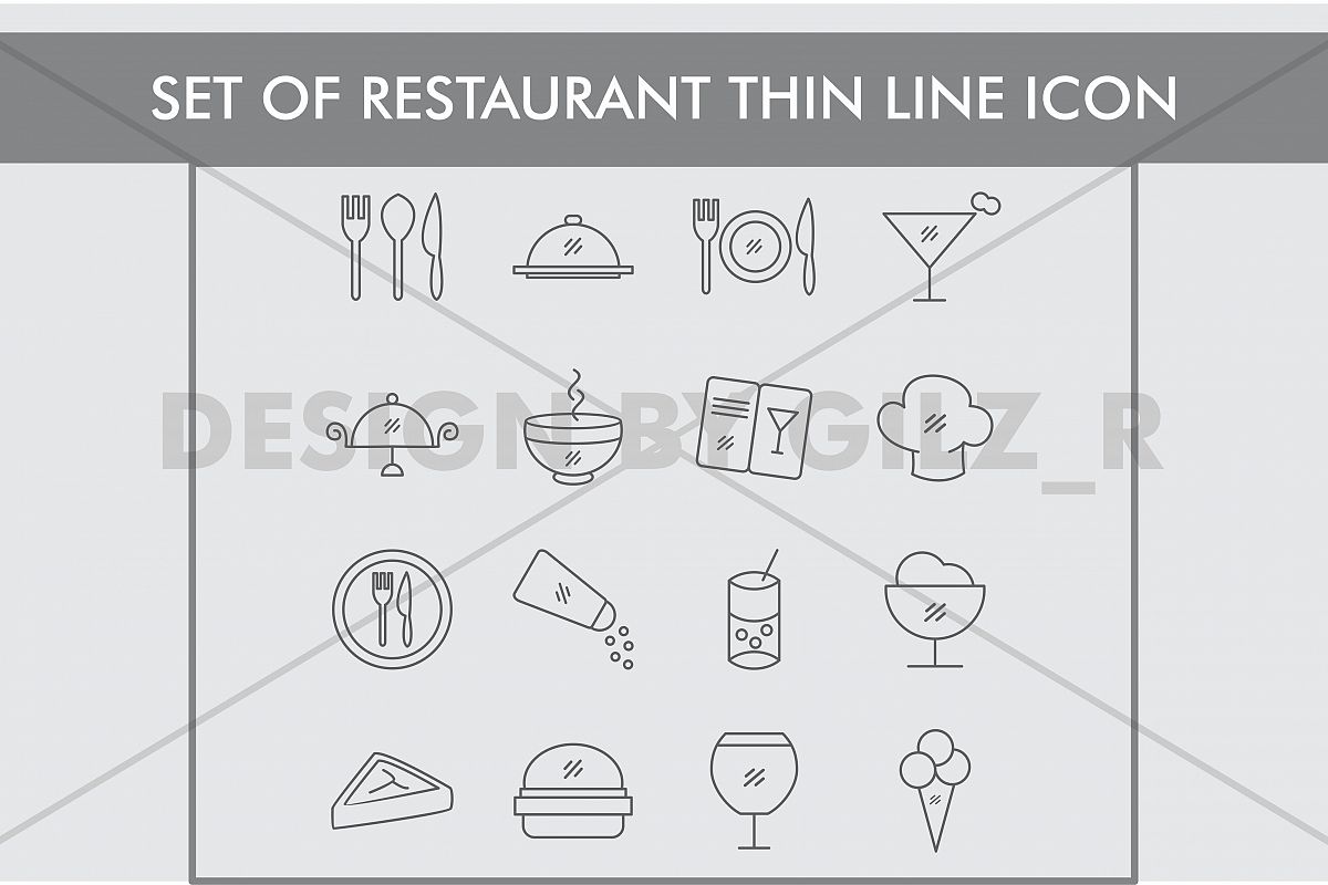 Set of Restaurant Thin Line Icons example image 1