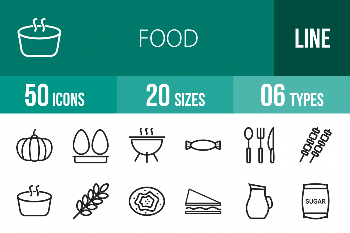 50 Food Line Icons example image 1
