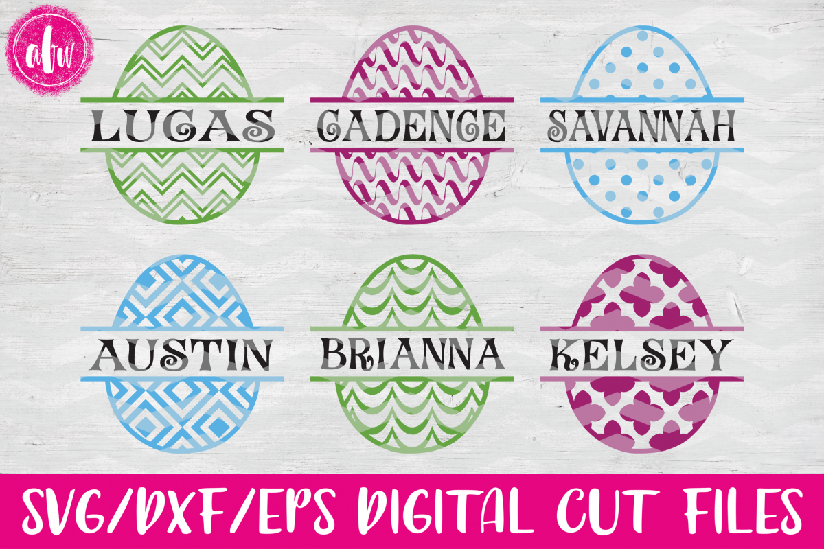 Split Pattern Easter Eggs Set - SVG, DXF, EPS Cut Files example image 1