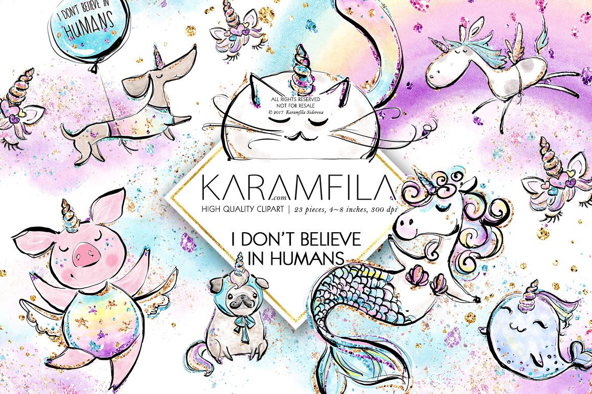 Unicorn Pets Clipart example image 1