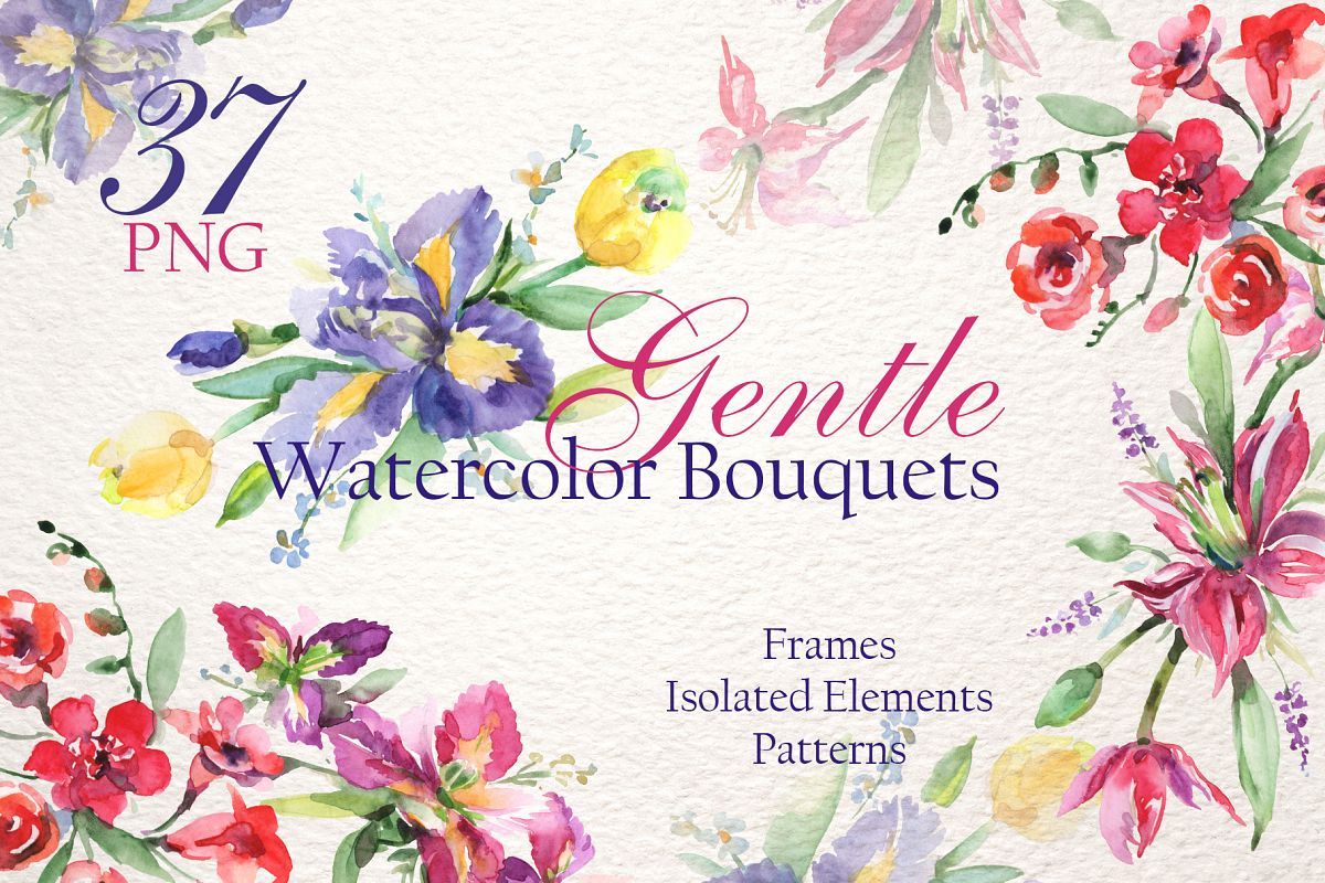 Gentle Bouquets Watercolor png example image 1