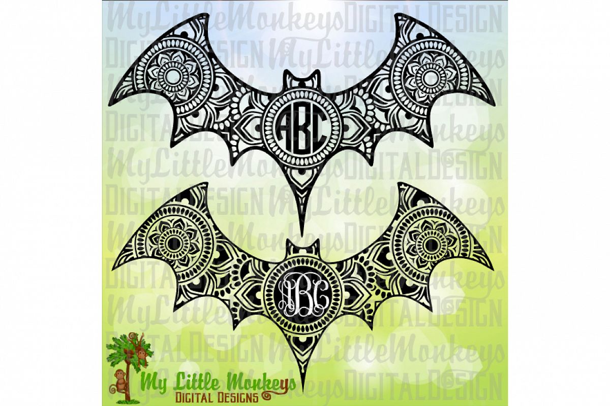 Bat Mandala Monogramm Base example image 1